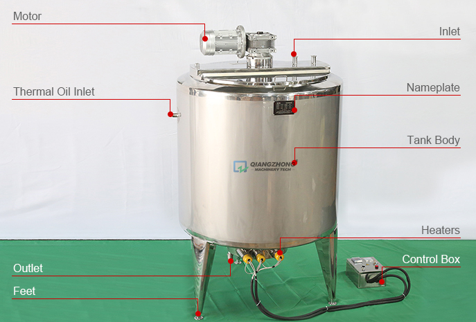 Jacketed electric heating mixing tank 01